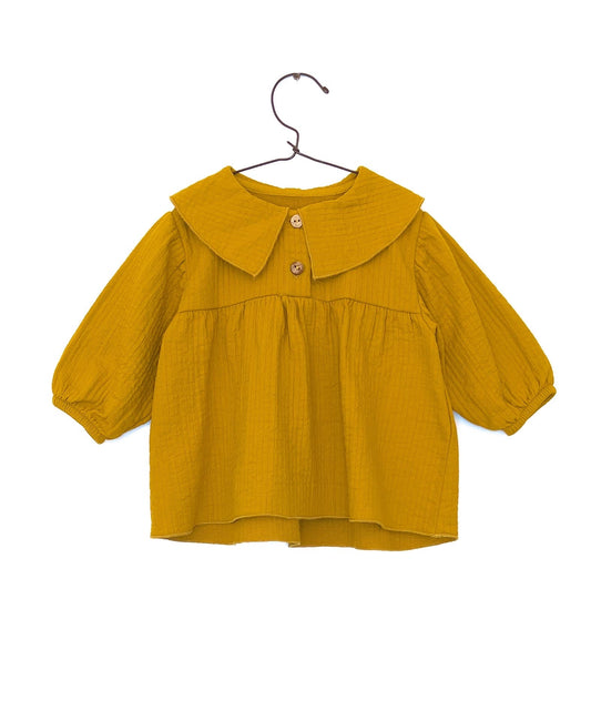 Blusa in cotone colore giallo zafferano