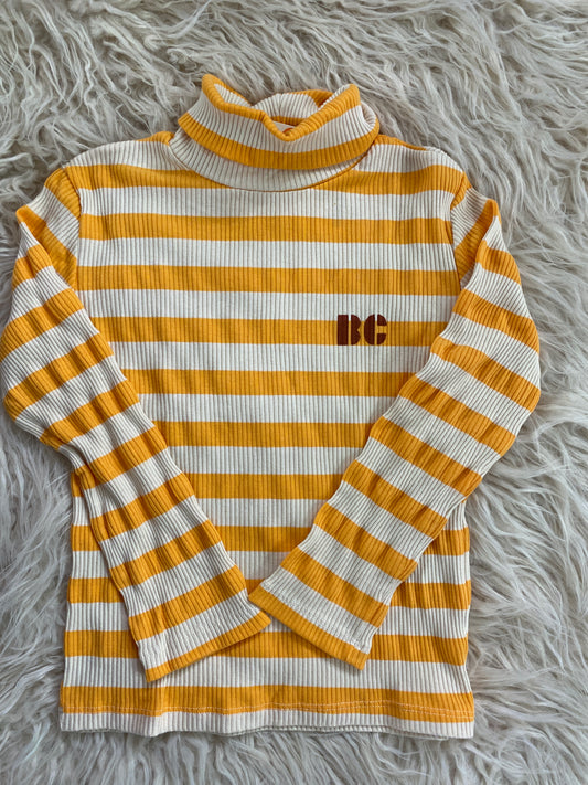 Maglia con collo alto riga panna giallo