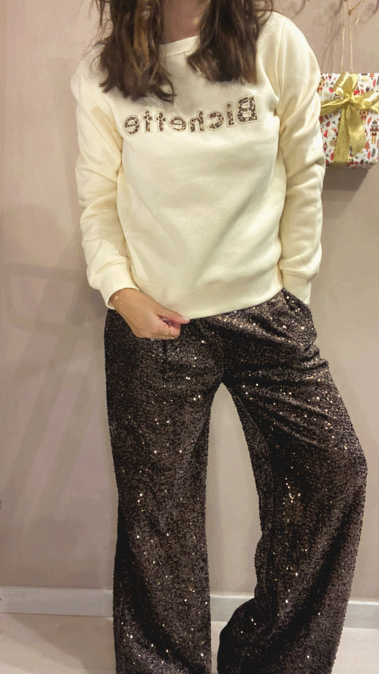 Pantalone Roy paillettes cioccolato