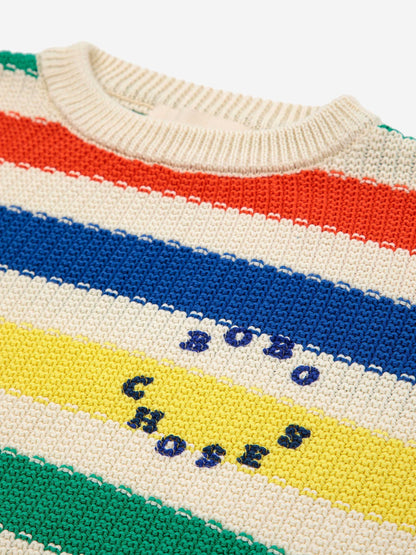 Maglia in cotone lavorato a maglia a Righe Multicolor