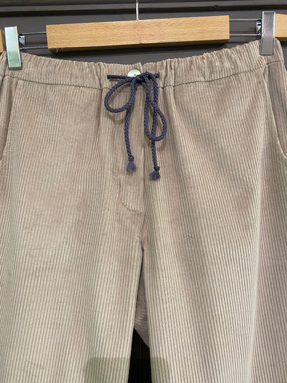 Pantaloni in velluto a costa media colore ghiaccio