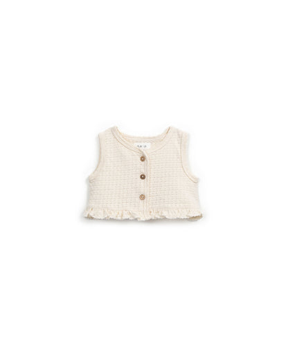 Top in jersey di cotone jacquard colore latte