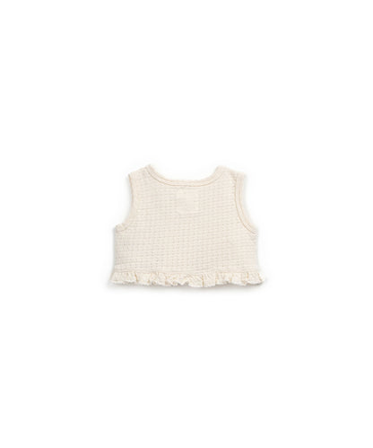 Top in jersey di cotone jacquard colore latte