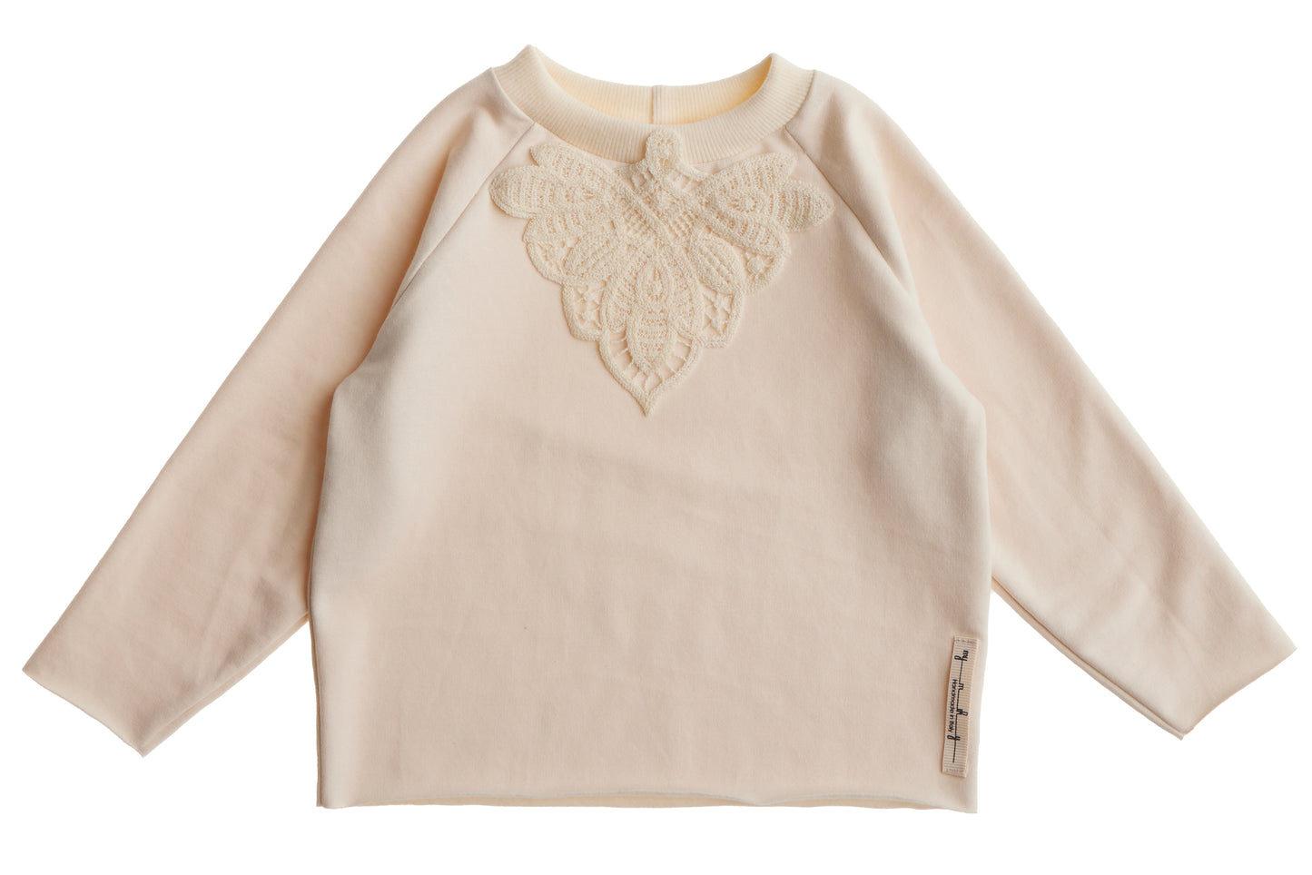 Felpa colore latte con pizzo