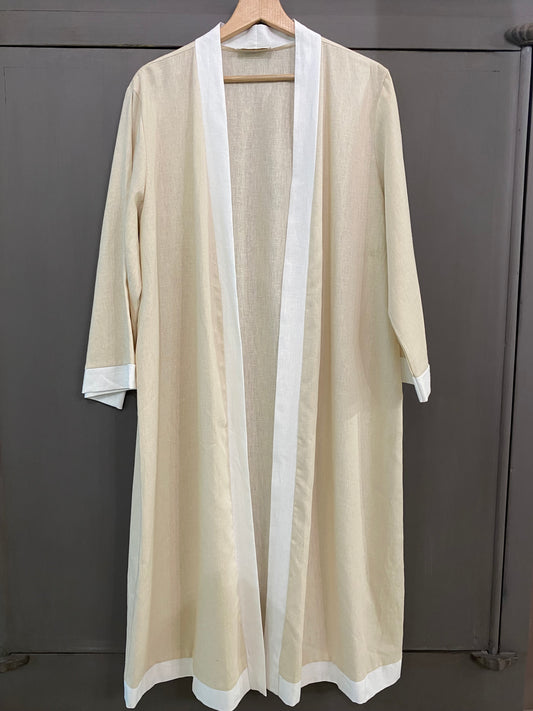 Charlotte Kimono donna in Lino e viscosa colore panna e bianco