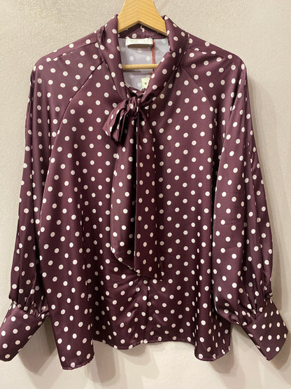 Camicia Capucine colore bordeaux pois panna