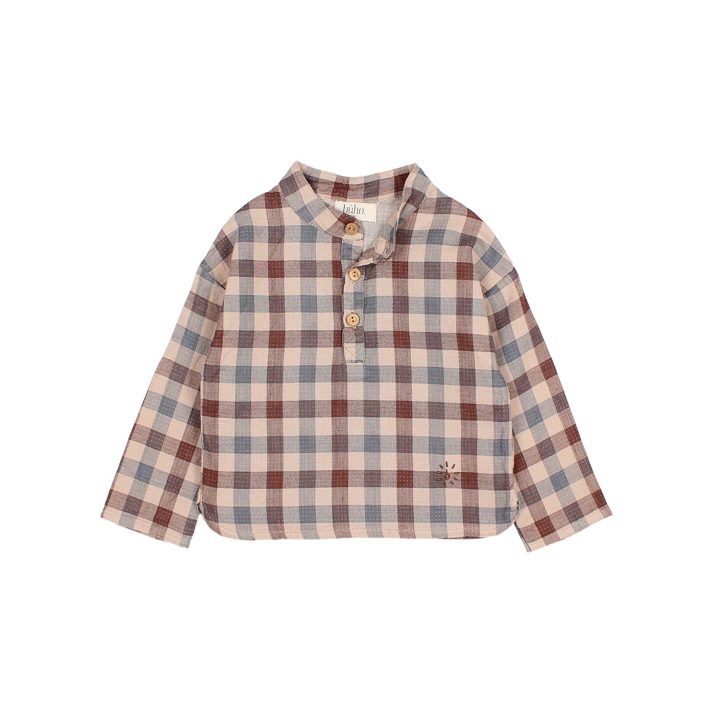 Camicia a quadri azzurro beige bordeaux