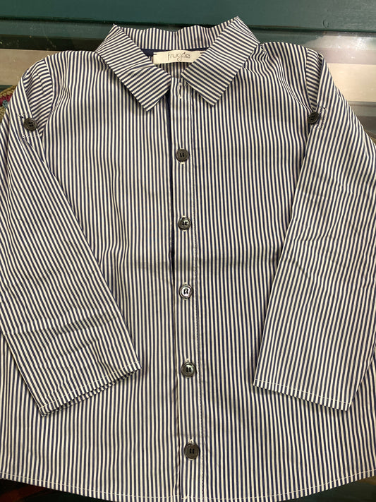 Camicia cotone riga bianco blu