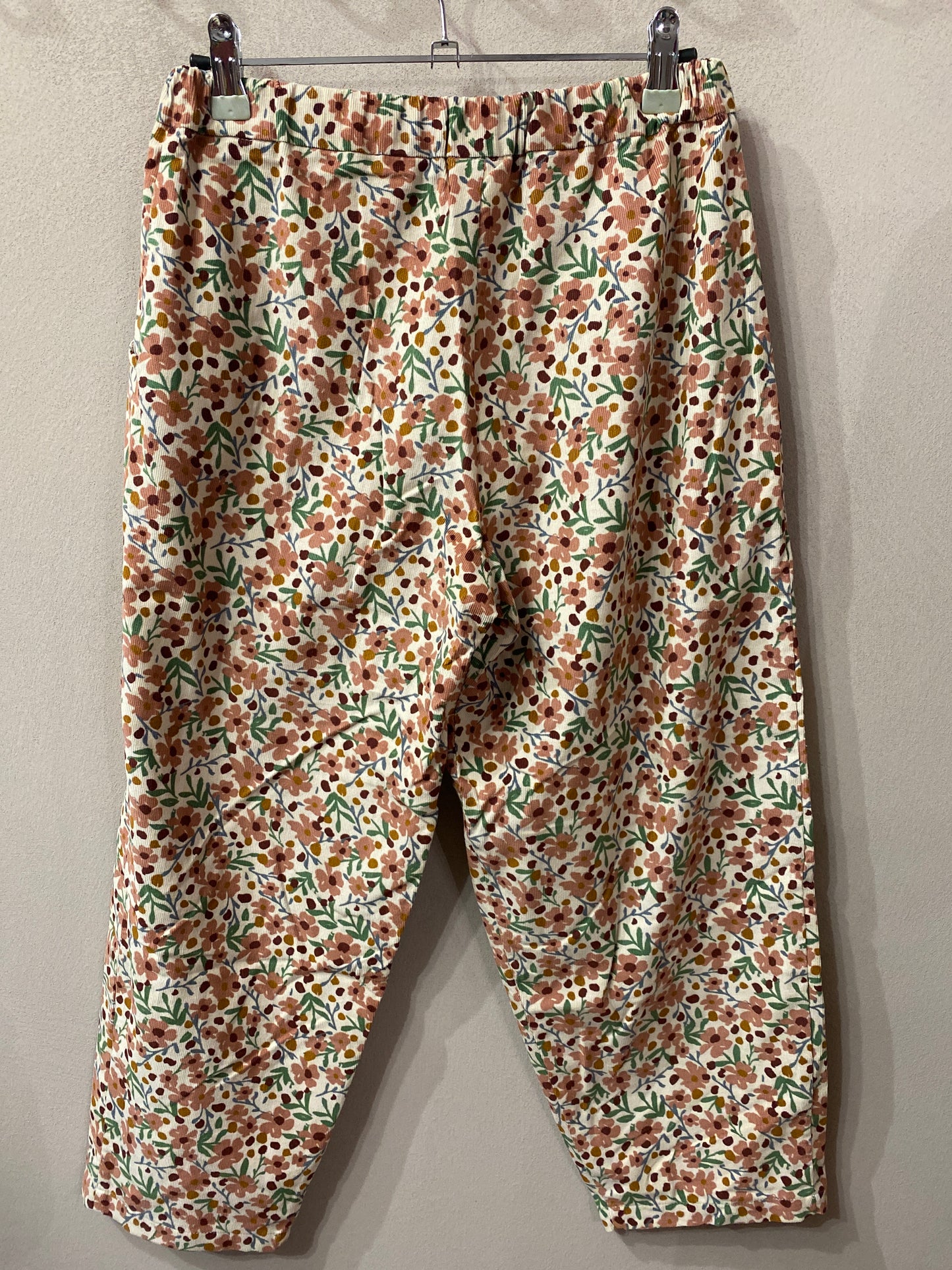 Pantalone velluto mille righe fantasia fiori