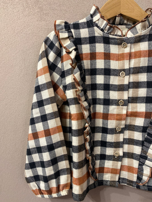 Camicia check latte grigio coccio