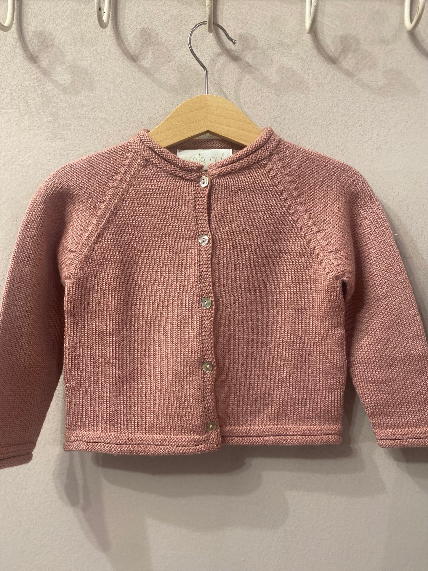 Cardigan Nonna Grazy Lana merino colore rosa antico