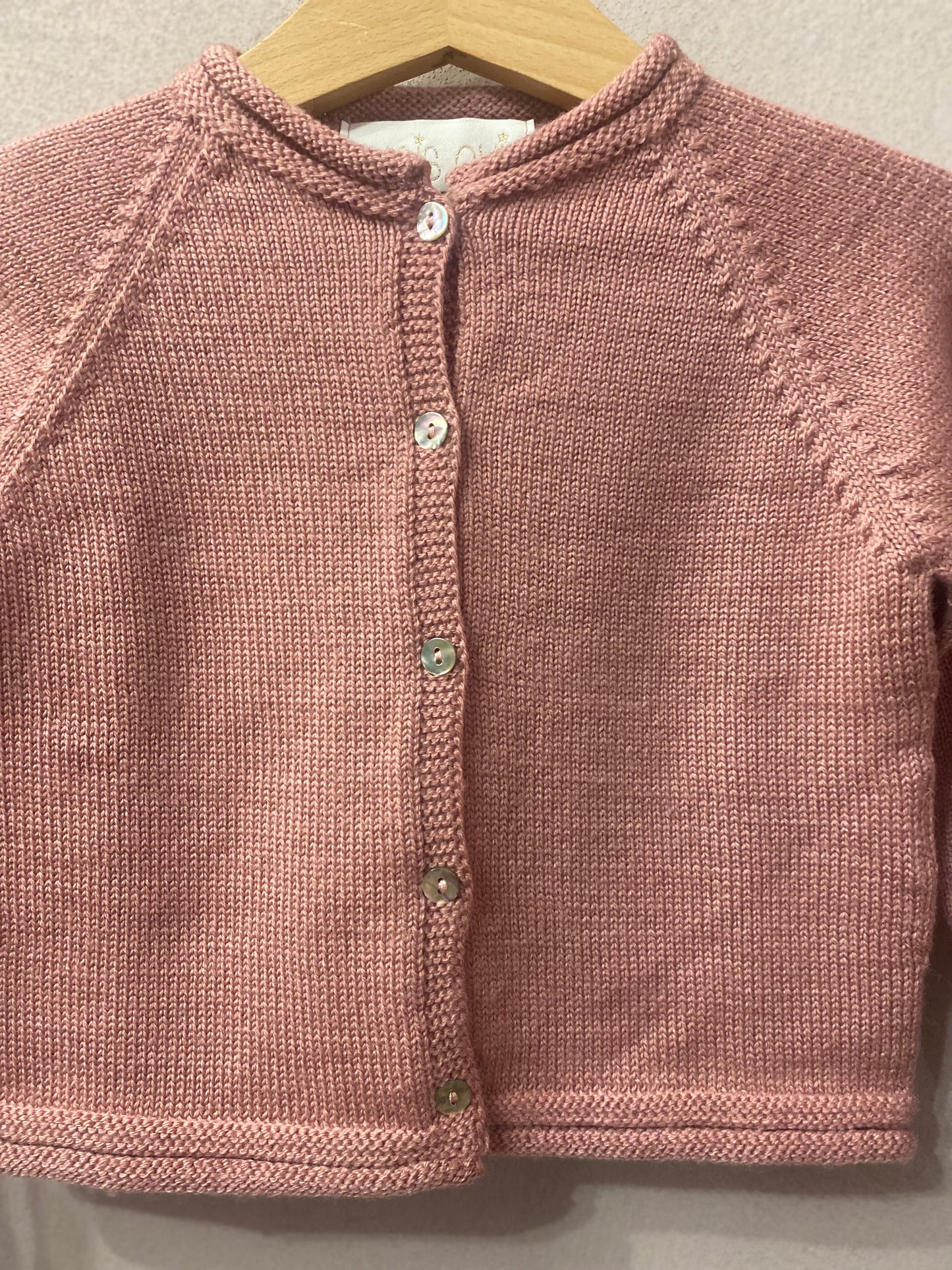 Cardigan Nonna Grazy Lana merino colore rosa antico