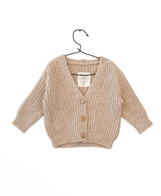 Cardigan in Lana a coste colore beige