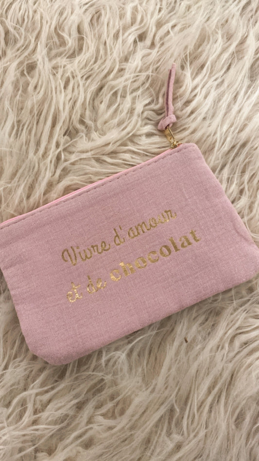 Pochette colore rosa scritta oro