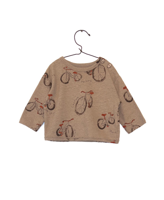 T-shirt colore cioccolato stampa biciclette