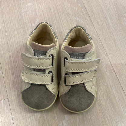 FALCOTTO sneakers bambina pelle bianca punta grigia e stella argento