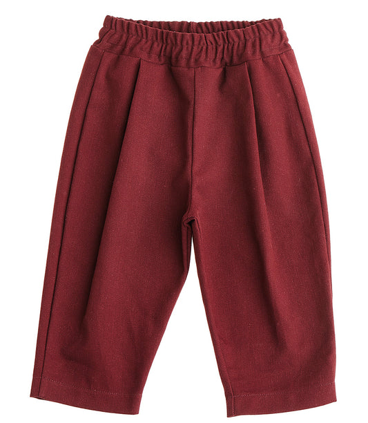 Pantaloni in cotone colore bordeaux