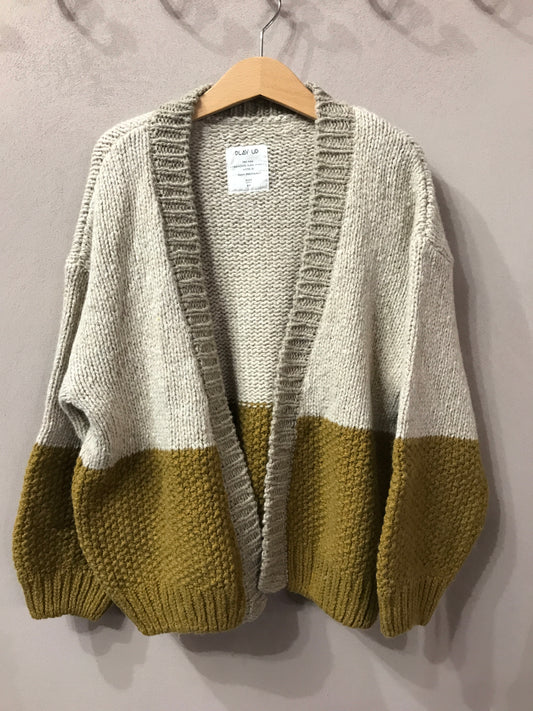 Cardigan misto lana naturale e oliva