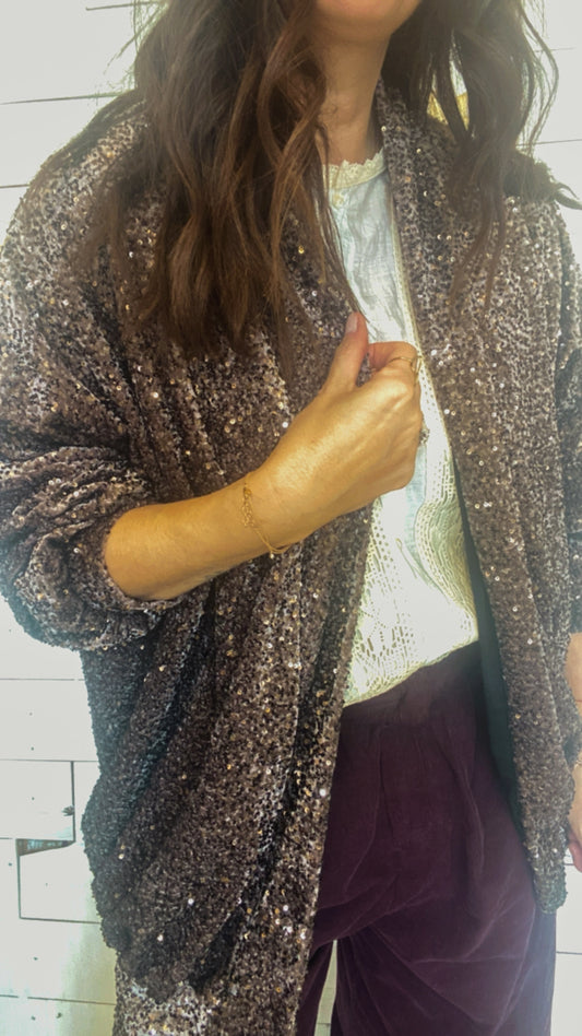 Blazer Sparkle in paillettes colore cioccolato