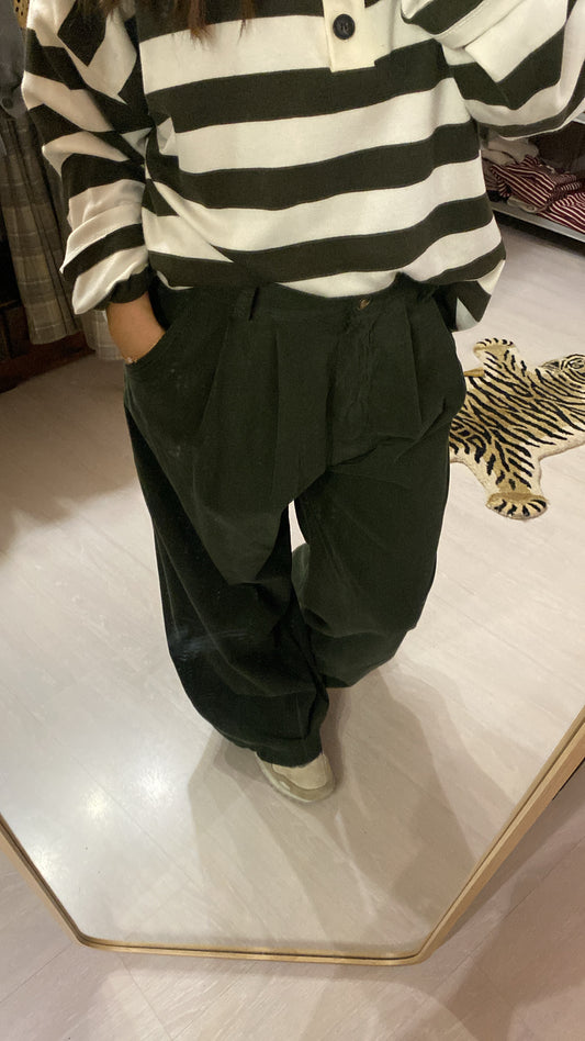 Pantalone Sofi’ velluto mille righe verde bosco