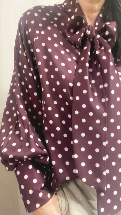 Camicia Capucine colore bordeaux pois panna