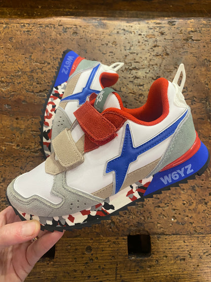 W6YZ sneaker tessuto tecnico e suede bianco azzurro rosso