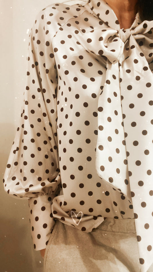 Camicia Capucine beige pois cioccolato