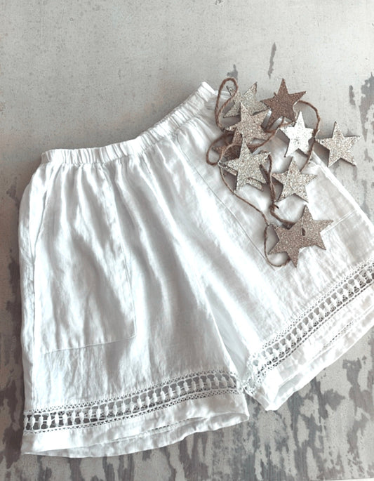 Short Cannes in Lino colore bianco