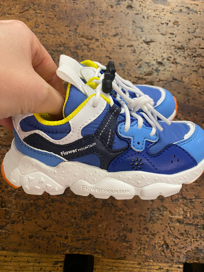 Sneakers in pelle e tessuto colore blu/azzurro